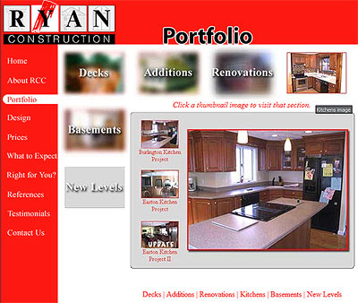 Ryan Construction Company Portfolio screen